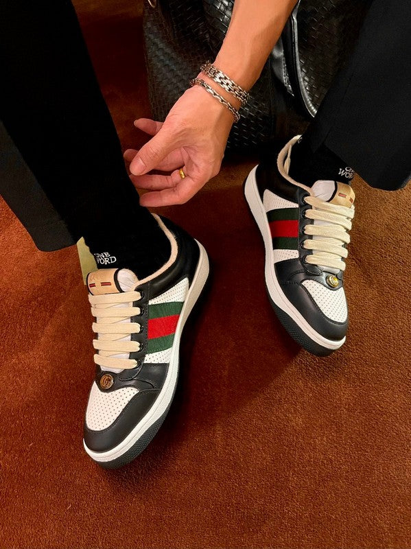 Gucci crisp white luxury sneakers view 7 heritage-inspired look