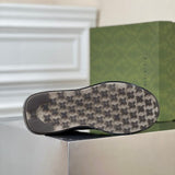 Side profile of Gucci bold contrast sneakers breathable knit upper