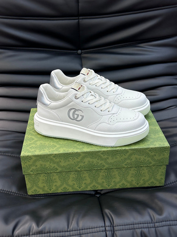 Gucci soft grey luxury sneakers view 7 chunky sole construction