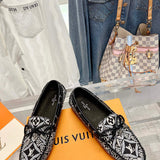 Louis Vuitton Black Classic Ballet Flats - Side Profile View
