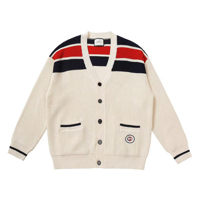 Front view of Gucci luxury clothing with logo-detail design