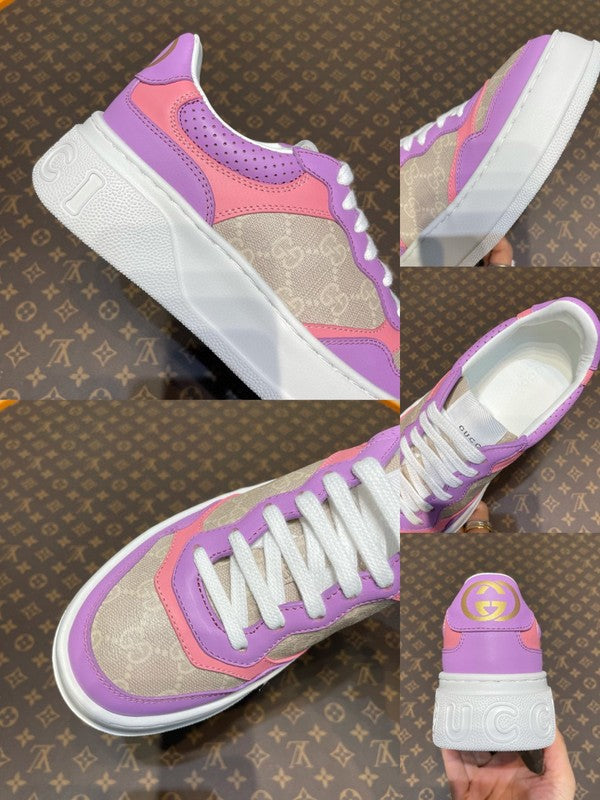 Side profile of Gucci tonal black sneakers bold athletic profile