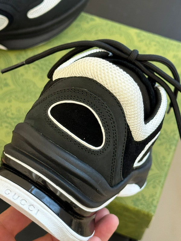 Gucci soft grey luxury sneakers view 4 premium leather build