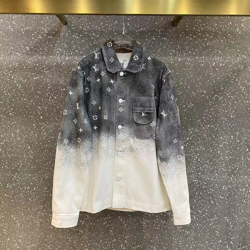 Side profile of Louis Vuitton luxury clothing with monogram-inspired silhouette