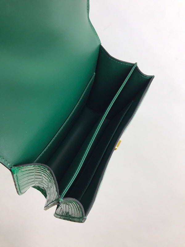 Poised bag shown from front angle