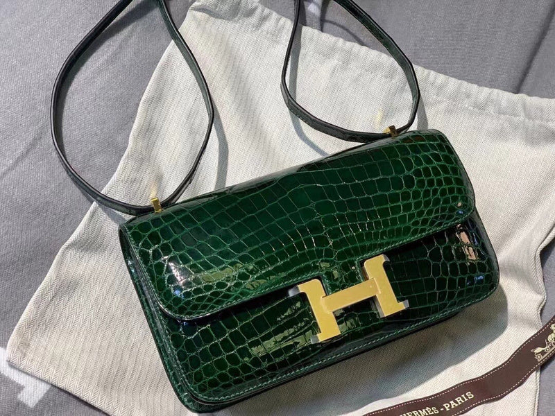 Side view of sophisticated structured handbag