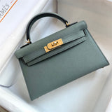 Side view of sophisticated structured handbag