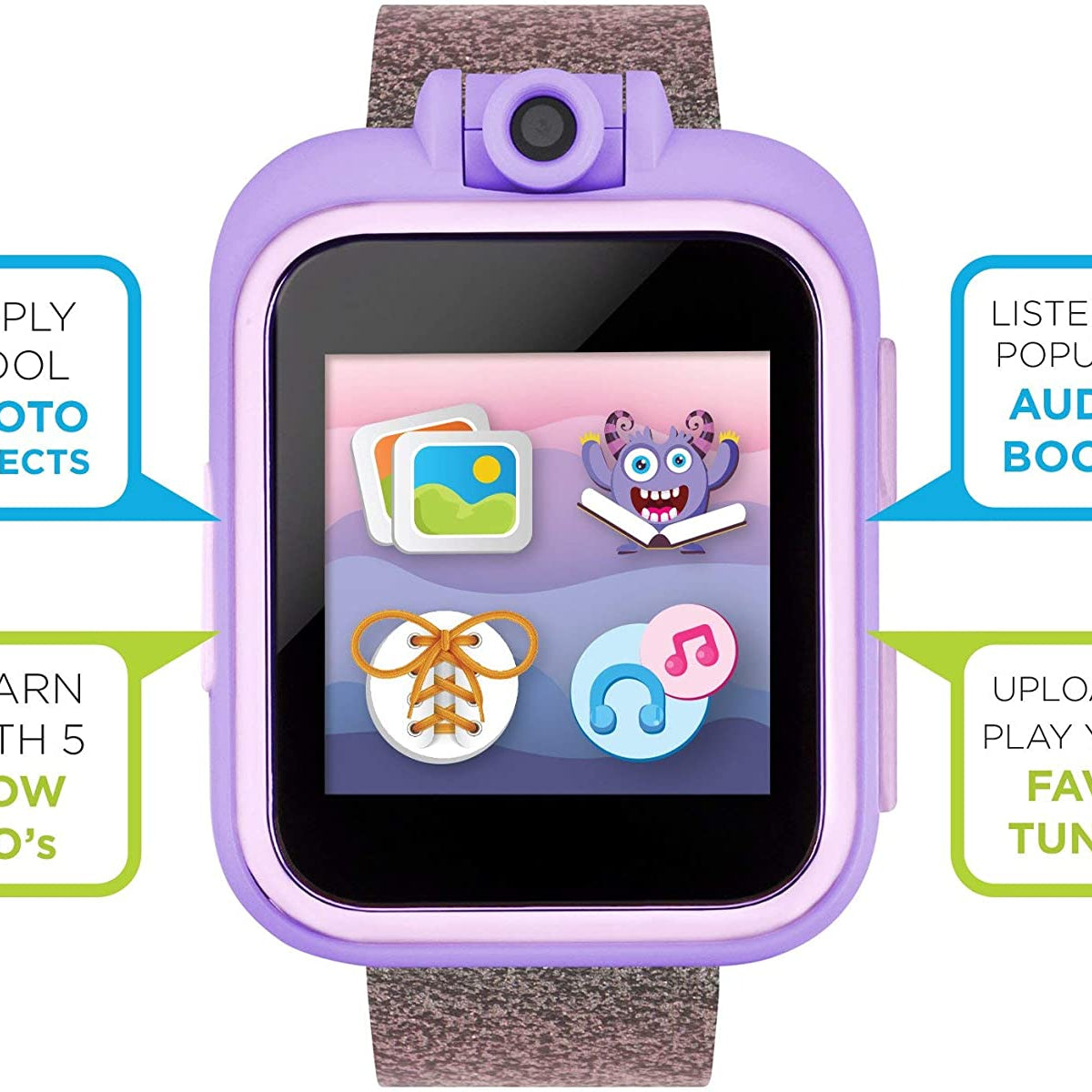 Front view of PlayZoom unisex purple watch