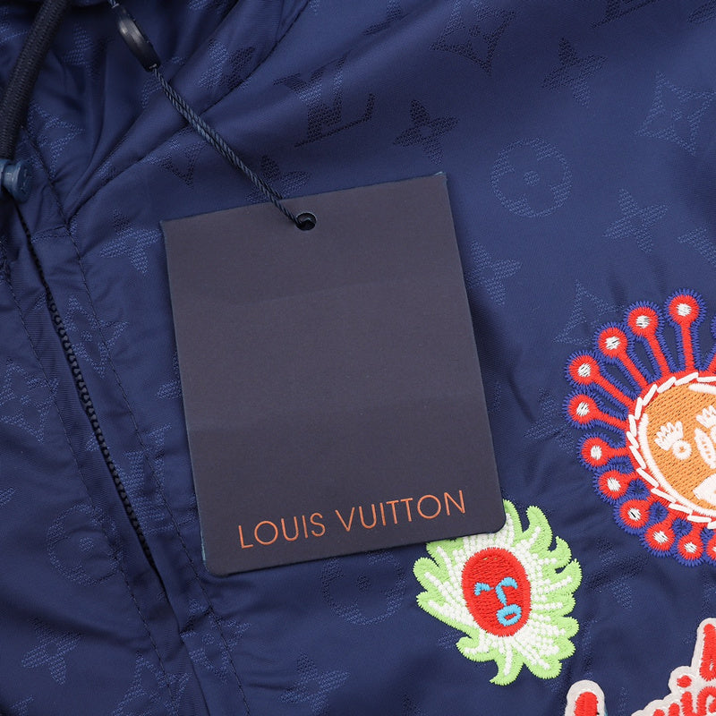 Side profile of Louis Vuitton luxury clothing with monogram-inspired silhouette
