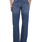 Close-up of Alexander McQueen pants hardware and fine stitching