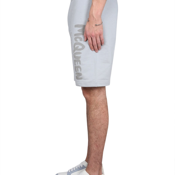 Alexander McQueen Shorts? Alexander Mcqueen Men Bermuda Shorts With Graffiti Logo Print Premium Designer Casual Shorts