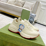 Gucci Streetwear sneakers in neutral cream breathable knit upper front view