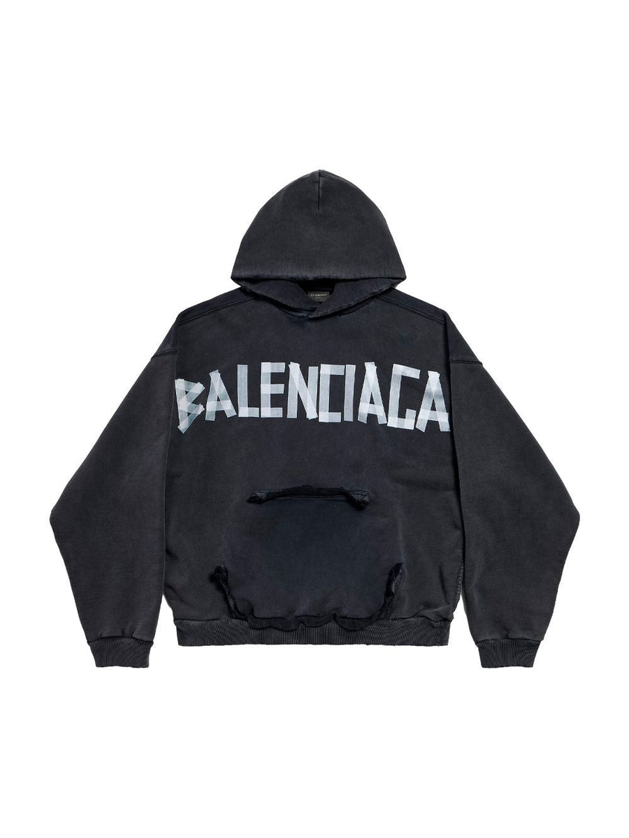 Balenciaga Hoodies- BALENCIAGA Distressed Cotton Hoodie Comfortable Luxury Streetwear Hoodie