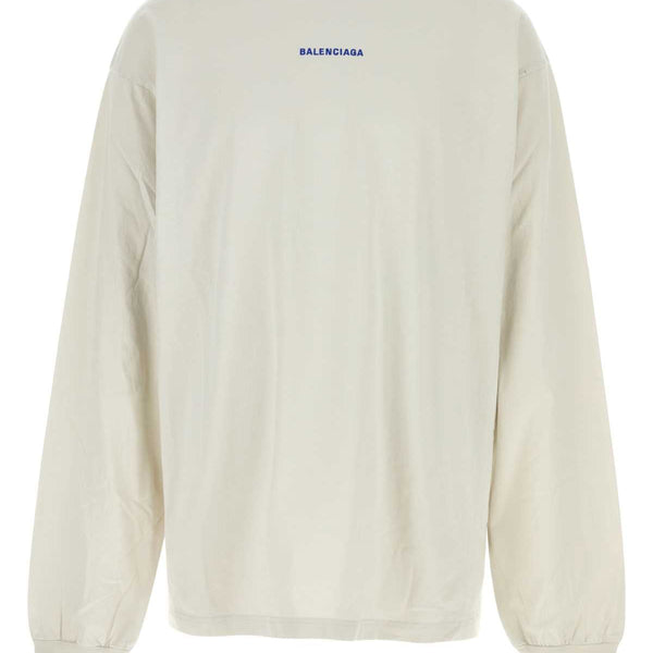 Balenciaga T-Shirts- BALENCIAGA Chalk Cotton Medium T-Shirt Casual Everyday Designer Tee