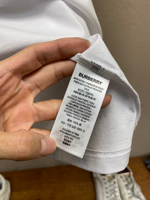 Close-up of Burberry t-shirt craftsmanship