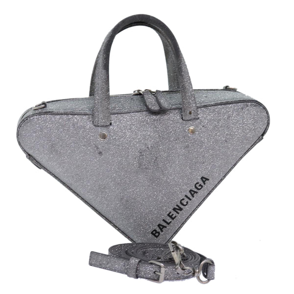 Balenciaga Triangle Duffle XS Hand Bag Leather 2way Silver 531048 | Designer Luxury Handbag