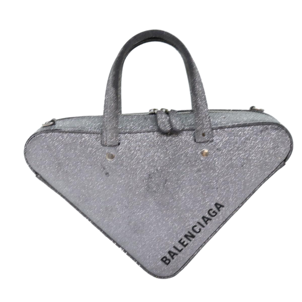 Balenciaga Triangle Duffle XS Hand Bag Leather 2way Silver 531048 | Designer Luxury Handbag