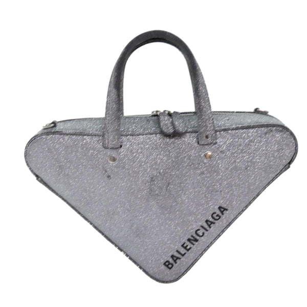 Balenciaga Triangle Duffle XS Hand Bag Leather 2way Silver 531048 | Designer Luxury Handbag