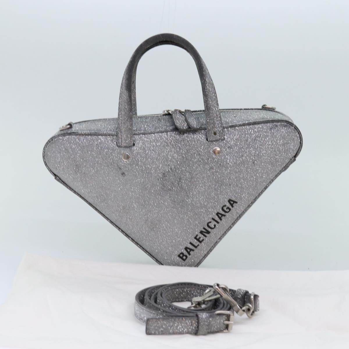 Balenciaga Triangle Duffle XS Hand Bag Leather 2way Silver 531048 | Designer Luxury Handbag