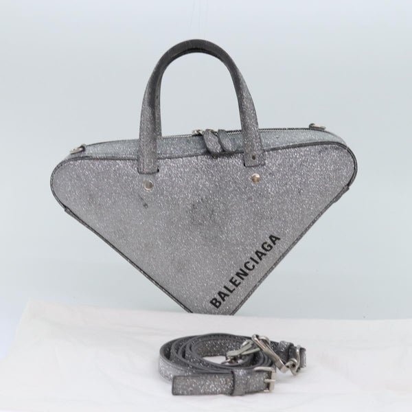 Balenciaga Triangle Duffle XS Hand Bag Leather 2way Silver 531048 | Designer Luxury Handbag