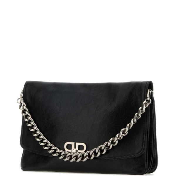 Balenciaga Bags? BALENCIAGA Smooth Grain Adjustable Handbag with Chain-Link Shoulder Strap Premium Designer Shoulder Bag