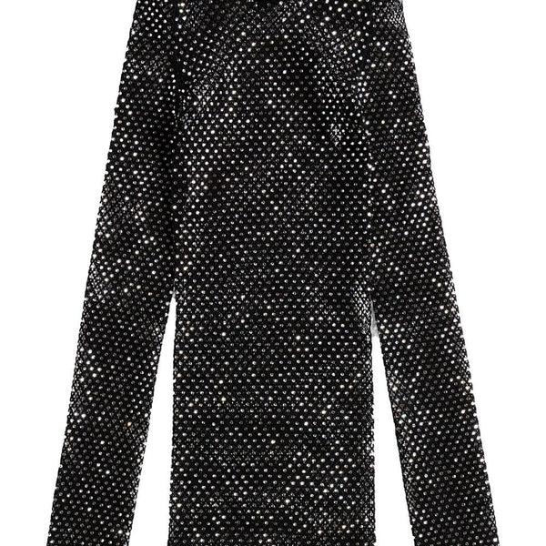 Balenciaga T-Shirts- BALENCIAGA Crystal Mesh Mini Top Casual Everyday Designer Tee