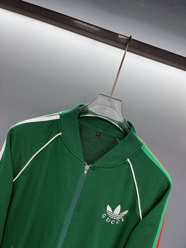Close-up detail shot of Gucci luxury clothing with logo-detail design