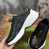 Gucci crisp white luxury sneakers view 6 retro runner design