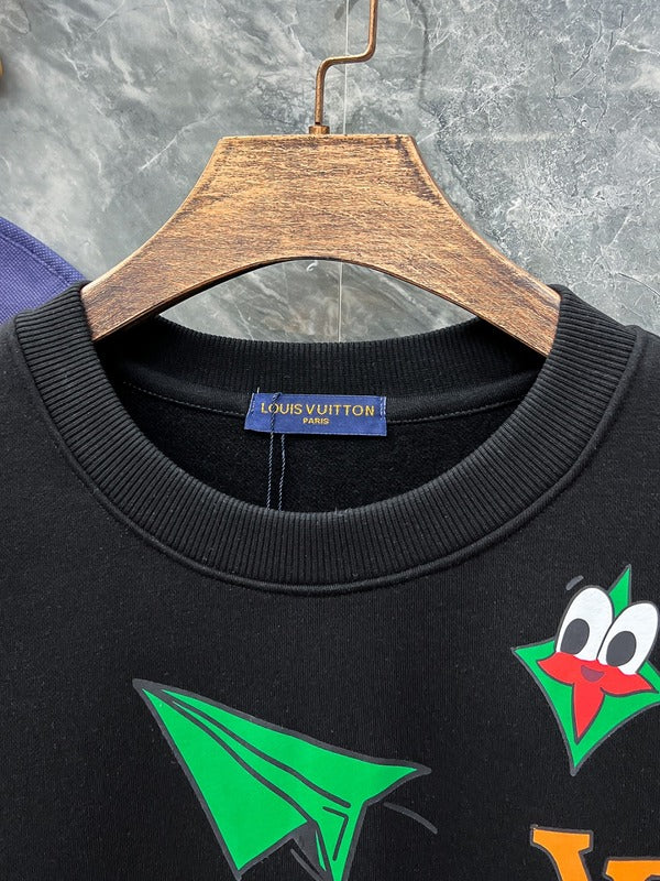 Front view of Louis Vuitton luxury clothing with signature branding