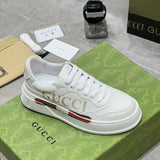 Side profile of Gucci tonal black sneakers padded collar comfort