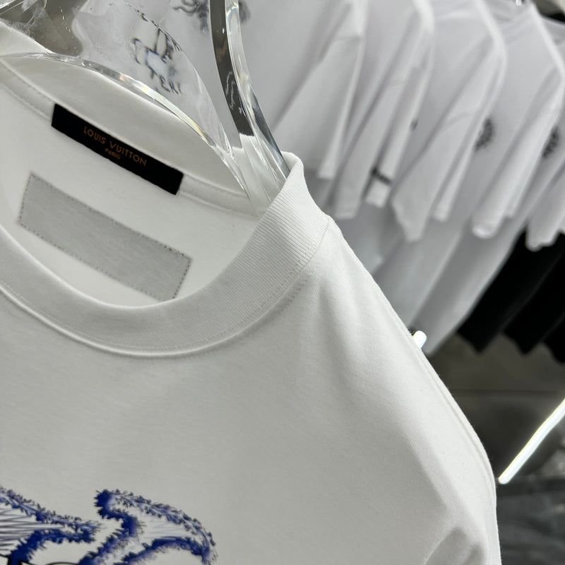 Full styled look of Louis Vuitton cotton t-shirt with monogram-inspired silhouette