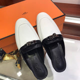 Hermès White Chunky Platform Sneakers - Heel Detail View