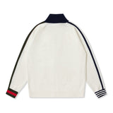 Side profile of Gucci luxury clothing with logo-detail design