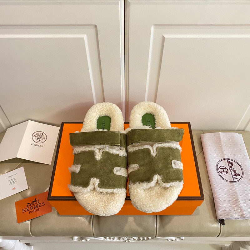 Hermès Chocolate Brown Slide Sandals - Front View