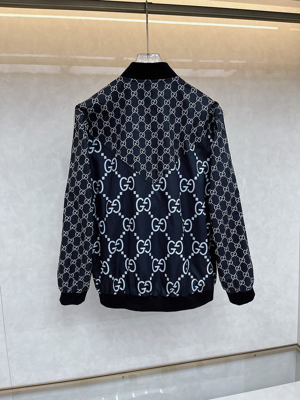 Side profile of Gucci luxury clothing with logo-detail design