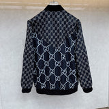 Side profile of Gucci luxury clothing with logo-detail design