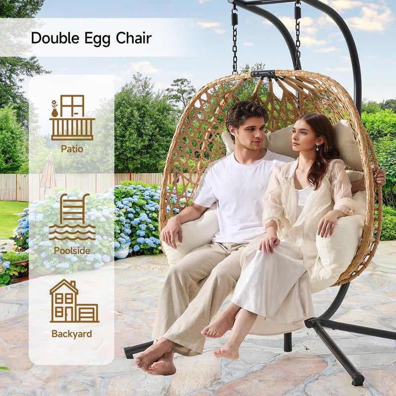 ONBRILL Double Hanging Egg Chair with Stand