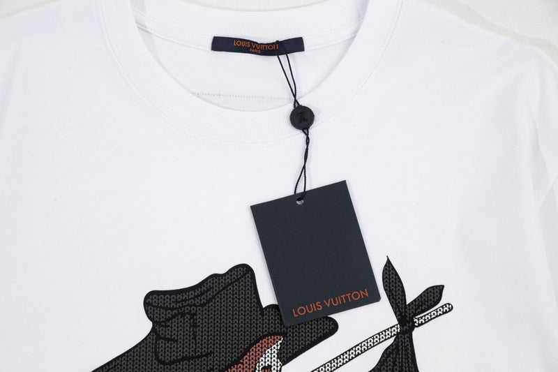 Close-up detail shot of Louis Vuitton cotton t-shirt with contemporary cut