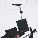 Close-up detail shot of Louis Vuitton cotton t-shirt with contemporary cut
