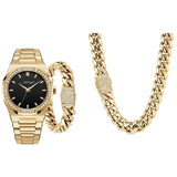 Close-up detail view of Ed Hardy men's gold bracelet