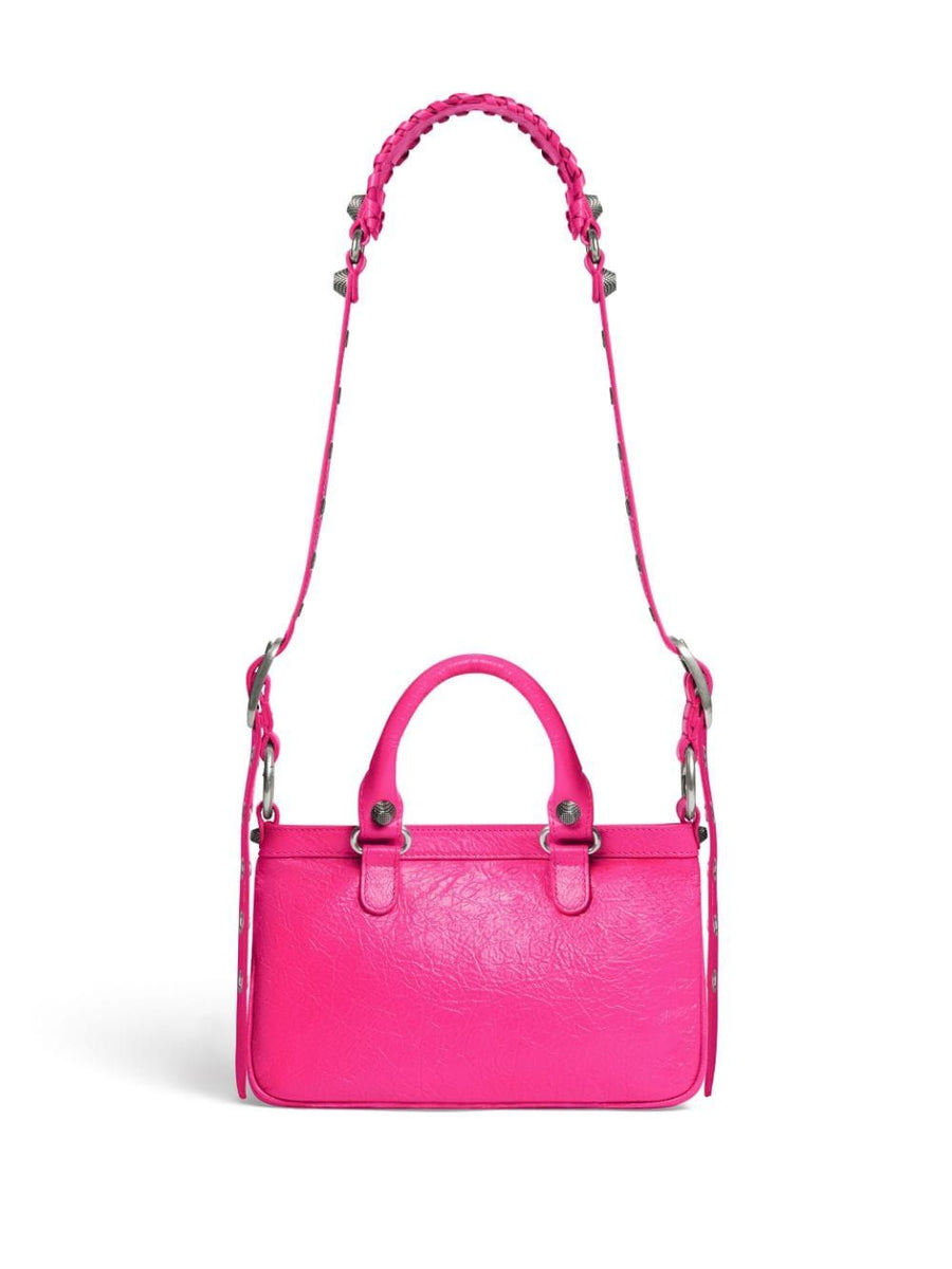 Close-up of Balenciaga crossbody hardware and fine stitching