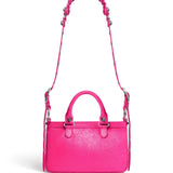Close-up of Balenciaga crossbody hardware and fine stitching
