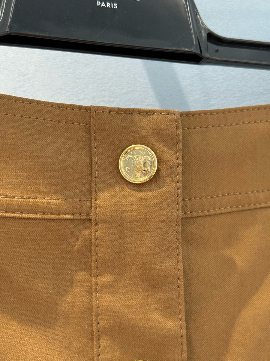Close-up of Celine Skirt signature hardware and stitching detail
