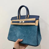 Side view of classic structured handbag