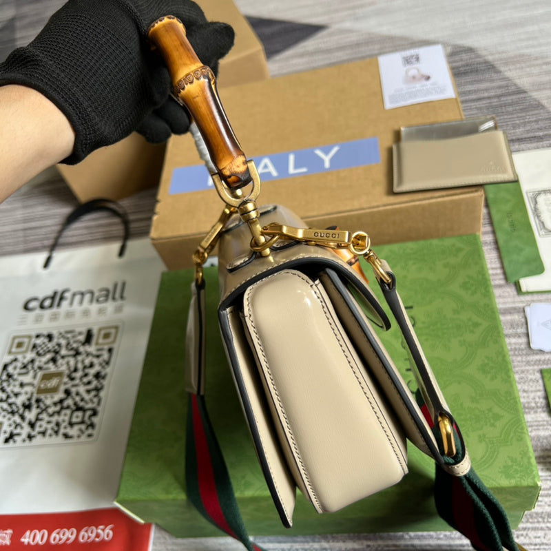 Side view of statement structured handbag