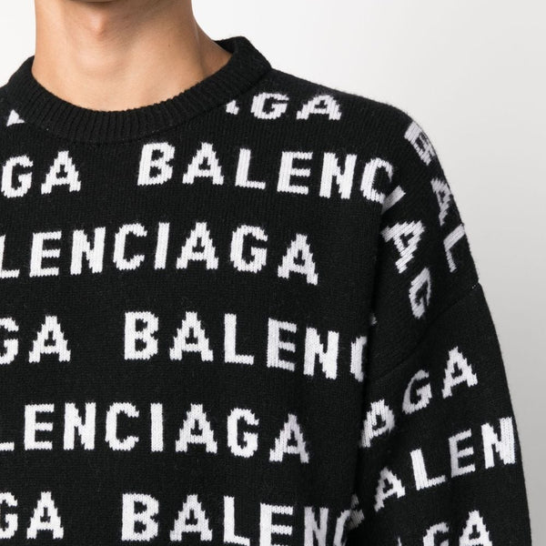 Balenciaga Sweaters? BALENCIAGA Allover Logo Crewneck Sweater - Men’s Size Luxury Designer Knit Sweater