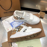 Burberry Beige Low-Top Sneakers - Heel Detail View