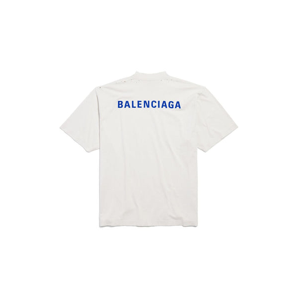 Balenciaga T-Shirts- BALENCIAGA Distressed Crew-Neck T-Shirt for Men Premium Designer Cotton T-Shirt