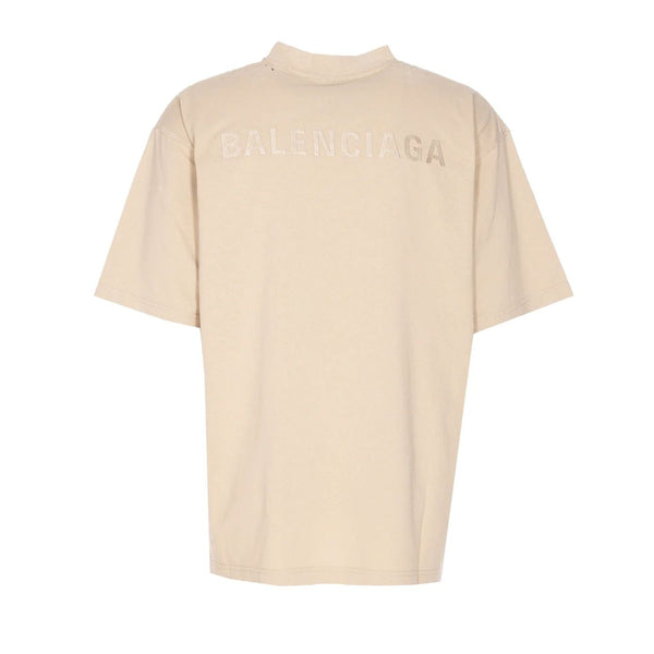 Balenciaga T-Shirts? BALENCIAGA Men's T-Shirt with Embossed Central Logo Premium Designer Cotton T-Shirt