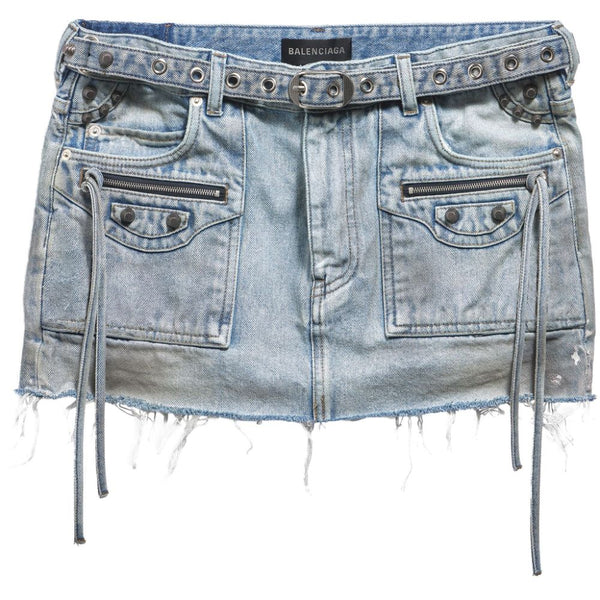 Balenciaga Skirts? BALENCIAGA Fringe Edge Low Waist Denim Mini Skirt Chic Everyday Designer Skirt